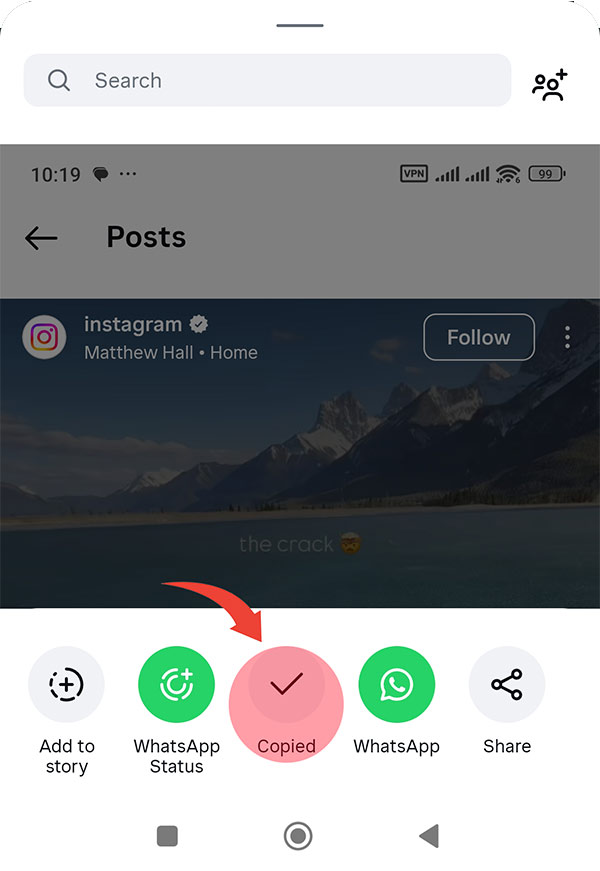 Link copied confirmation